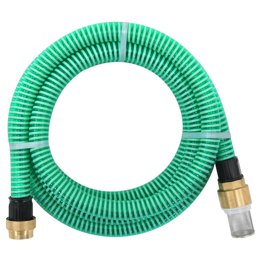 suction hose with brass connectors, green, 15 m, 25 mm