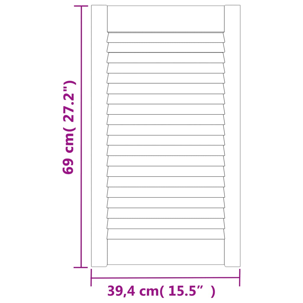 žalūziju durvis, 2 gab., balts priedes masīvkoks, 69x39,4cm