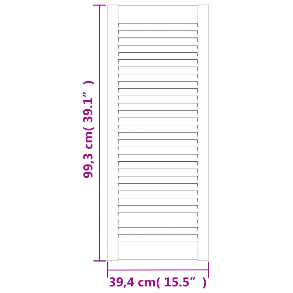 žalūziju durvis, 2 gab., balts priedes masīvkoks, 99,3x39,4 cm