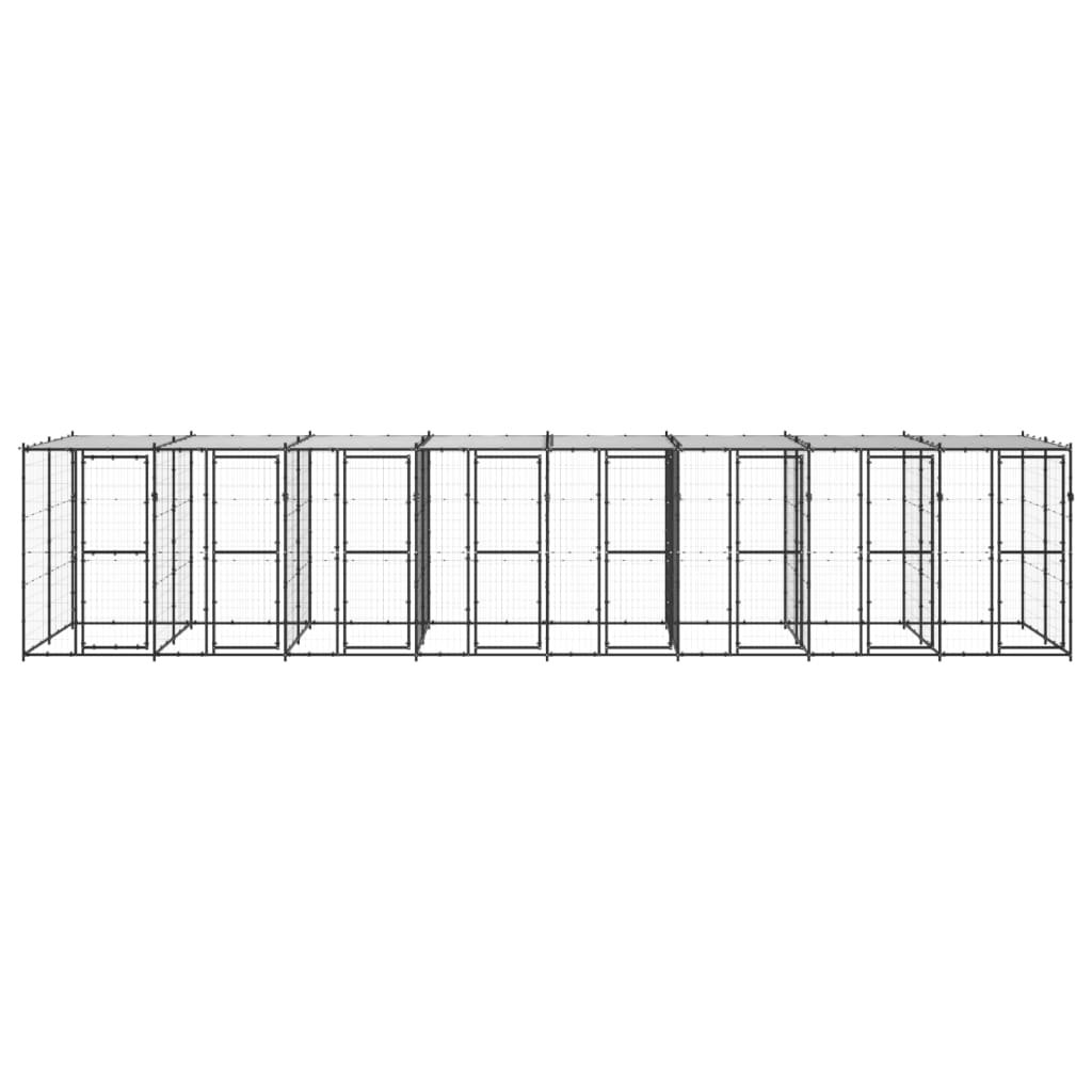 suņu voljērs ar jumtu, 19,36 m², tērauds