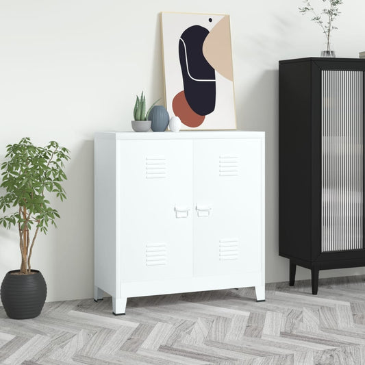 storage cabinet, industrial, white, 90x40x100 cm, steel