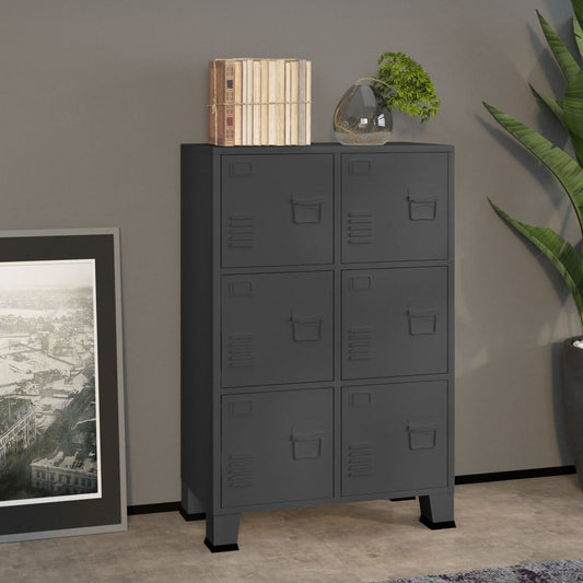 cabinet, gray, industrial design, 75x40x115 cm, metal