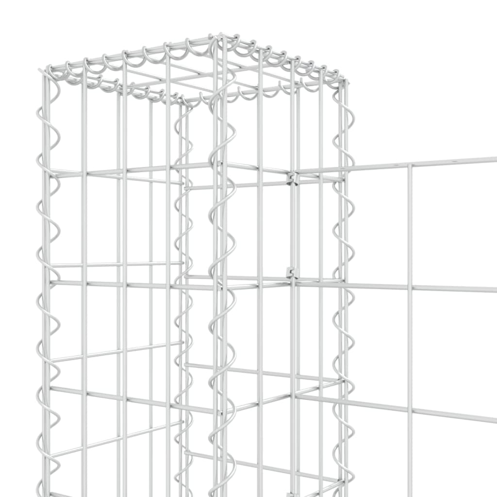 габионная стенка с 2 стойками, U-образная, железо, 140x20x100 см