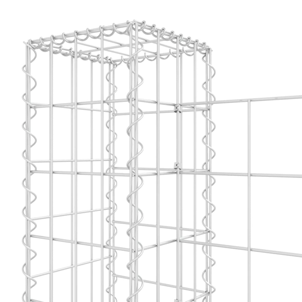 gabion wall with 5 posts, U-shape, iron, 500x20x100 cm