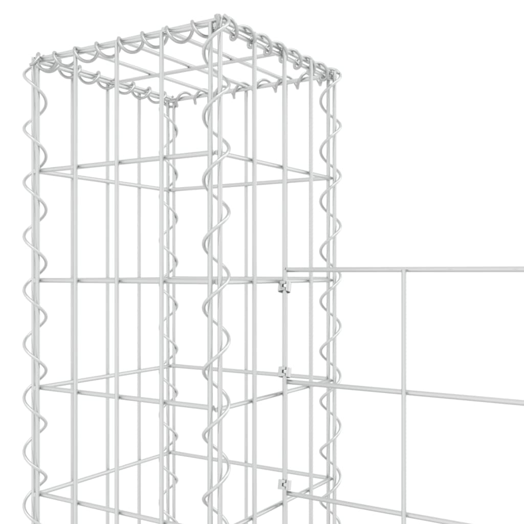 gabion wall with 4 posts, U-shape, iron, 380x20x200 cm
