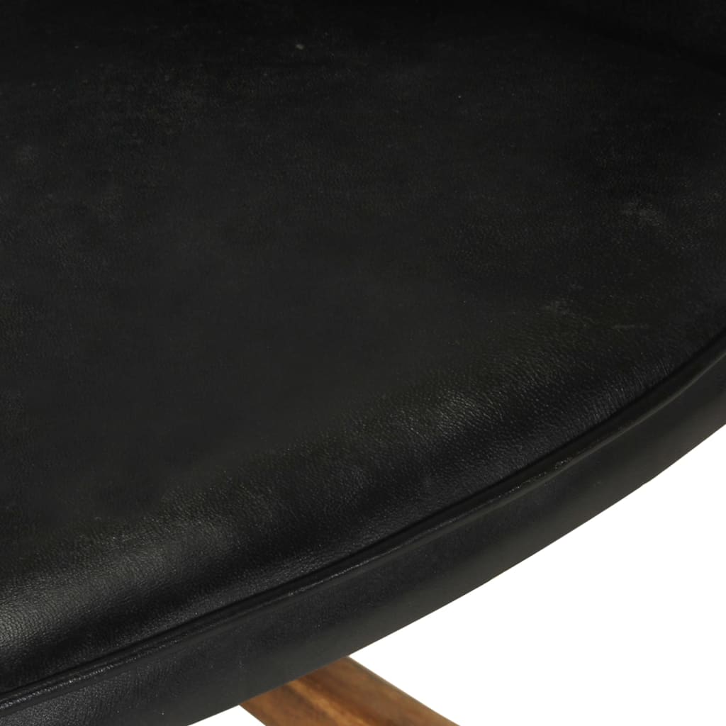 šūpuļkrēsls, melna dabīgā āda