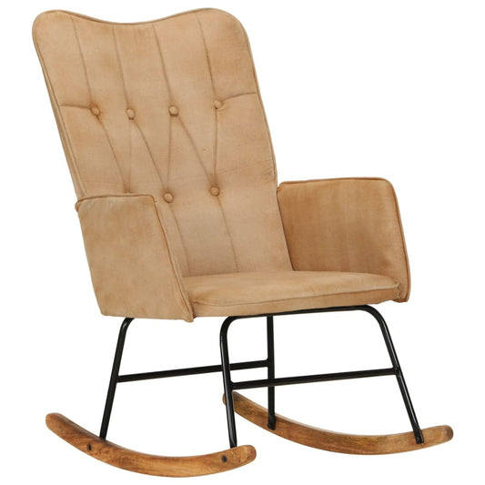 кресло-качалка, кремовая винтажная ткань