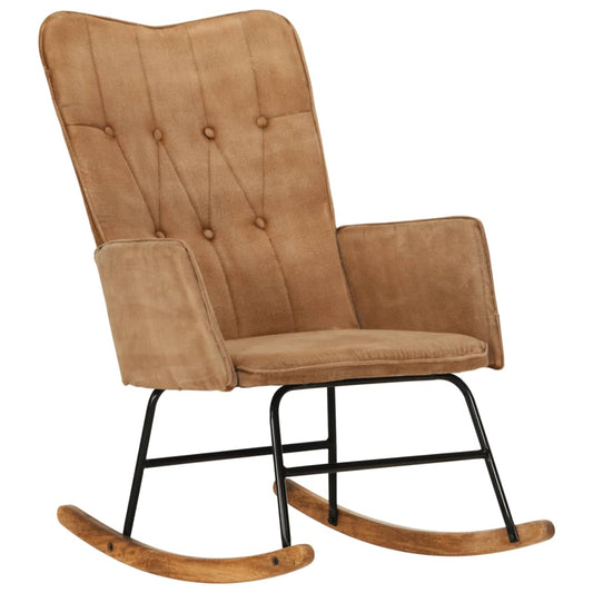 кресло-качалка, коричневая винтажная ткань