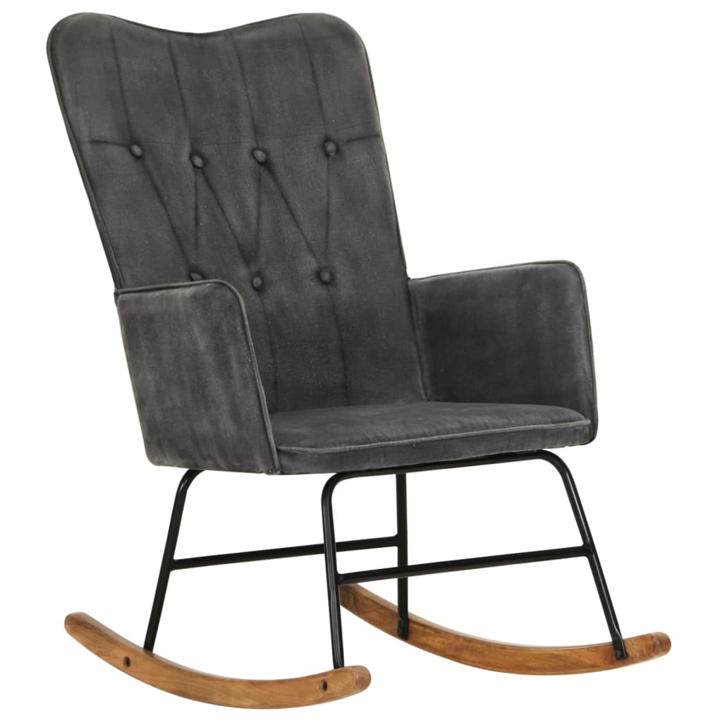 šūpuļkrēsls, melns vintāžas audums