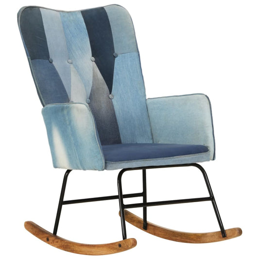 šūpuļkrēsls, zila džinsa tekstilmozaīkas audums