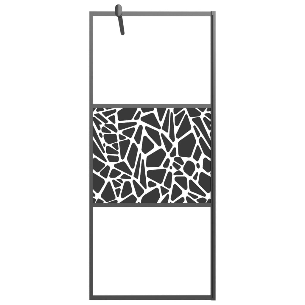 dušas siena, 80x195 cm, ESG stikls, akmeņu dizains, melna