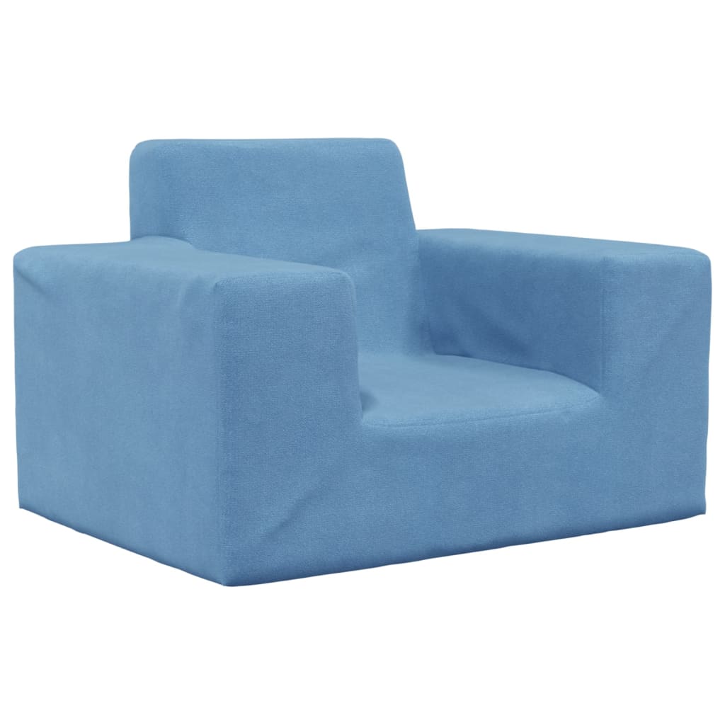 bērnu dīvāns, zils, mīksts plīšs