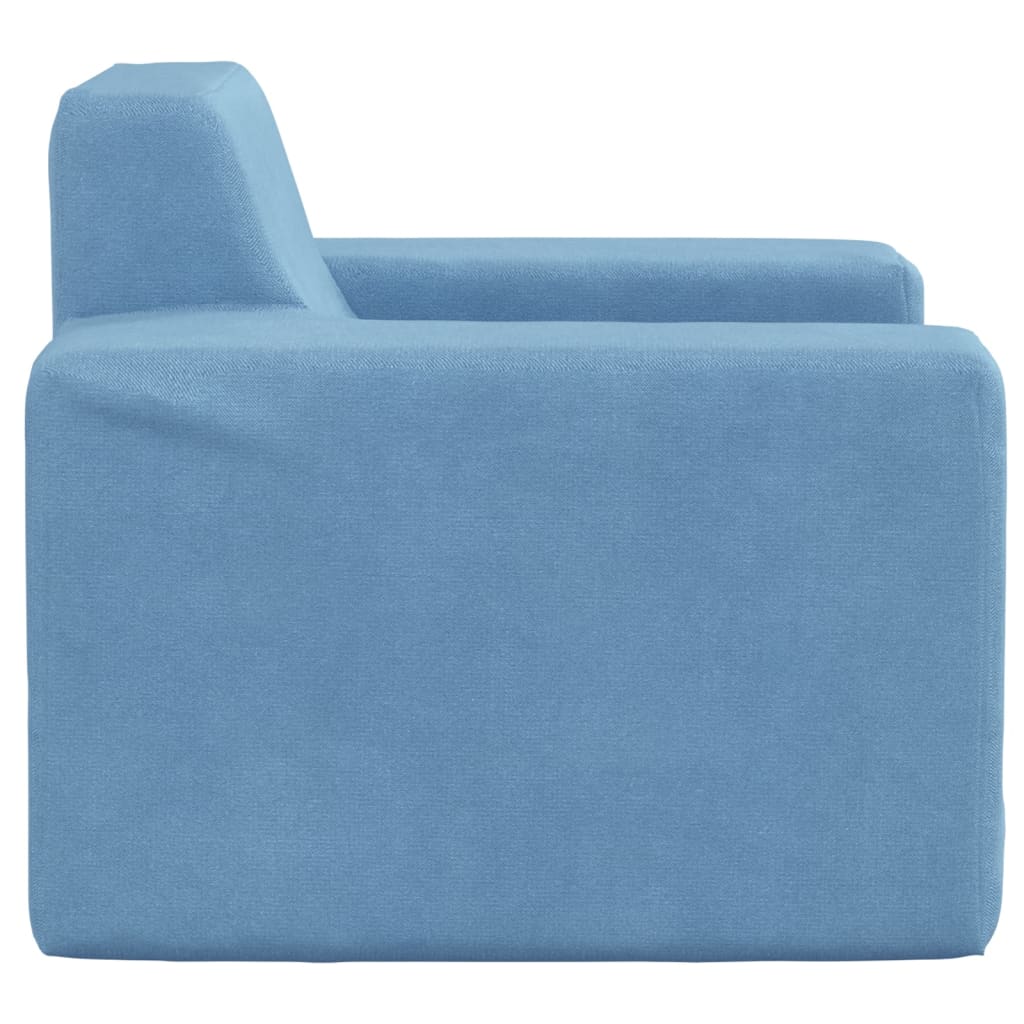 bērnu dīvāns, zils, mīksts plīšs