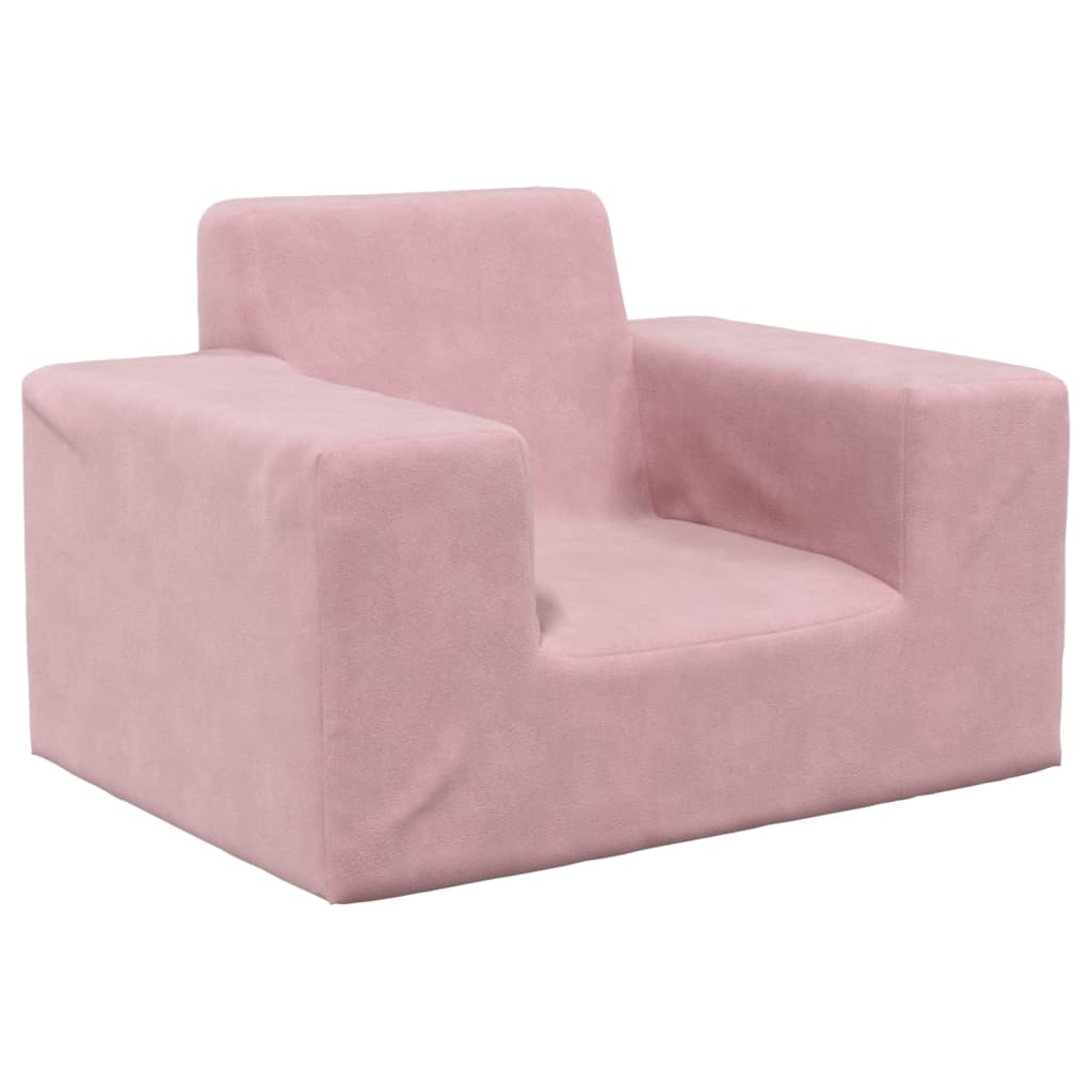 bērnu dīvāns, rozā, mīksts plīšs