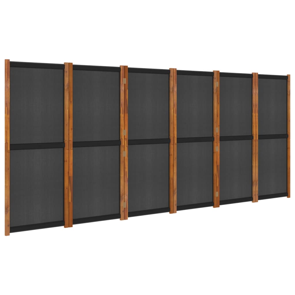 Комнатная штора из 6 панелей, черная, 420x180 см