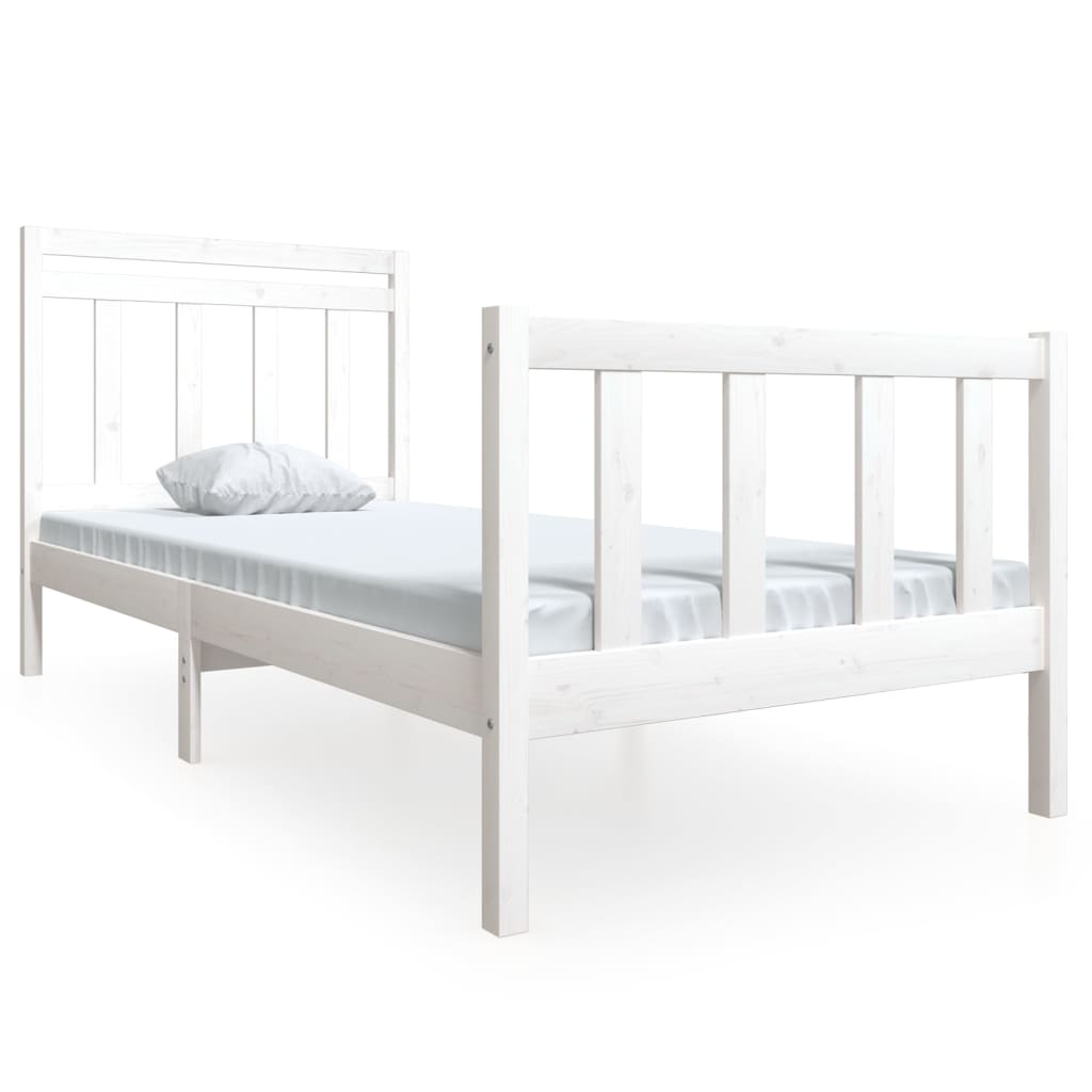 gultas rāmis, balts, masīvkoks, 90x190 cm, 3FT6, vienvietīgs