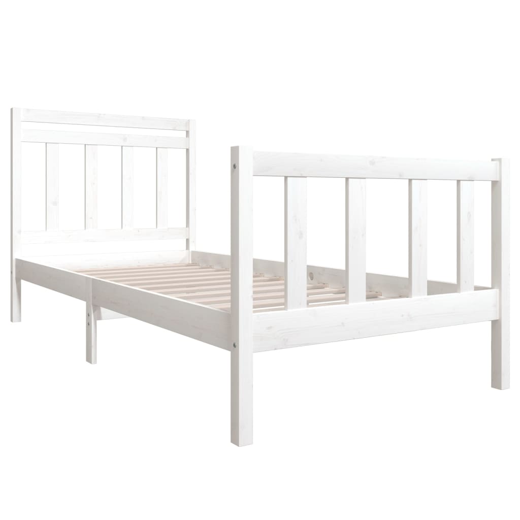 gultas rāmis, balts, masīvkoks, 90x190 cm, 3FT6, vienvietīgs