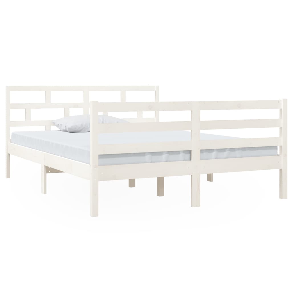 gultas rāmis, balts, priedes masīvkoks, 140x190 cm