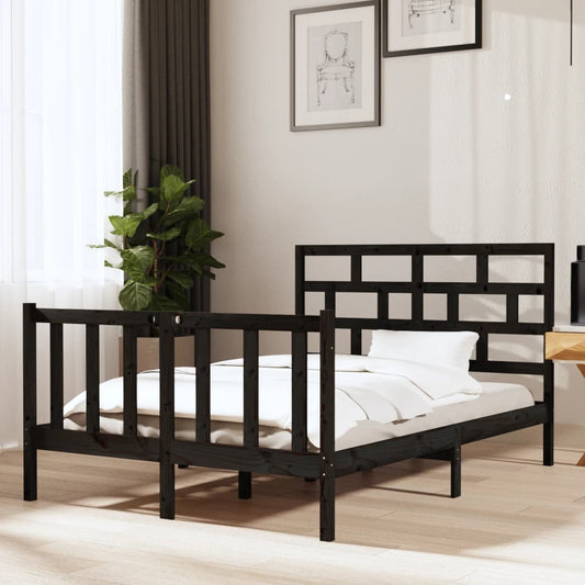 gultas rāmis, melns, priedes masīvkoks, 120x190 cm, divvietīgs