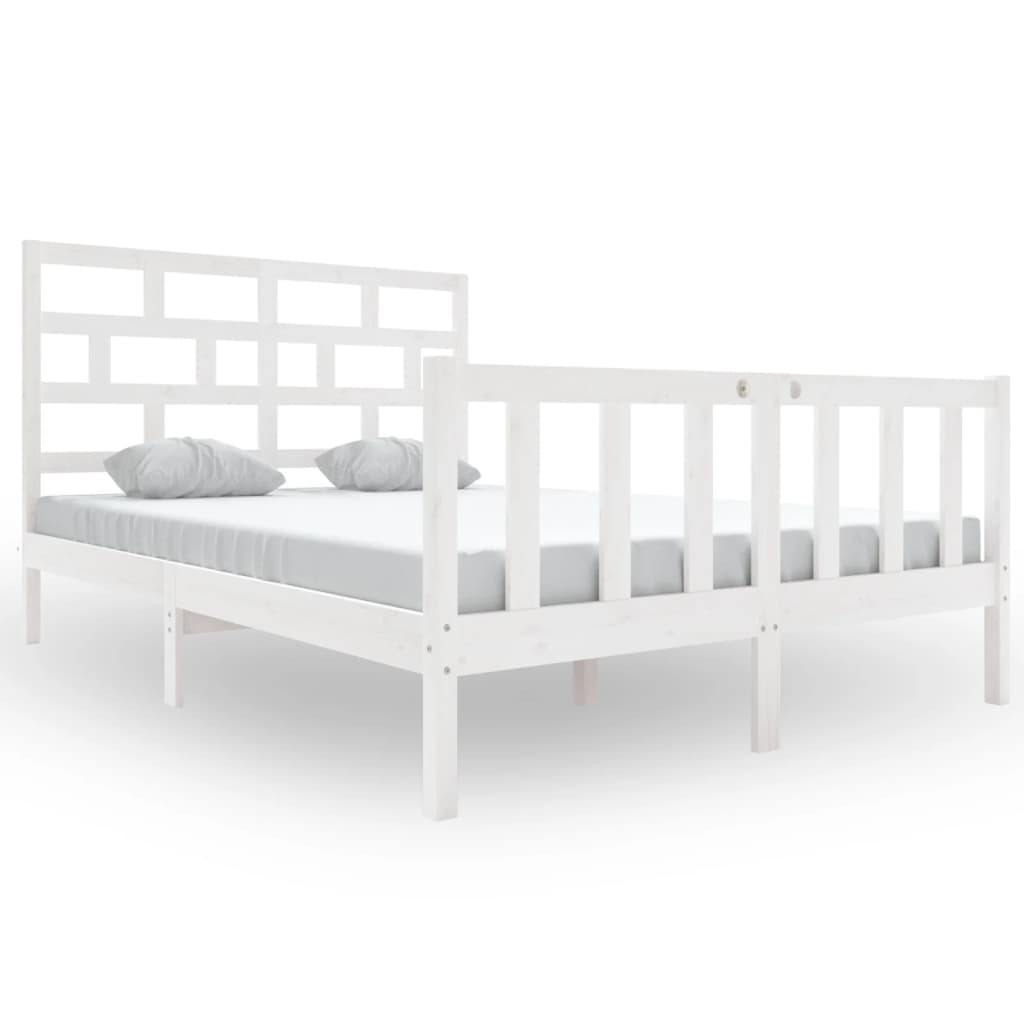 gultas rāmis, balts, priedes masīvkoks, 120x200 cm