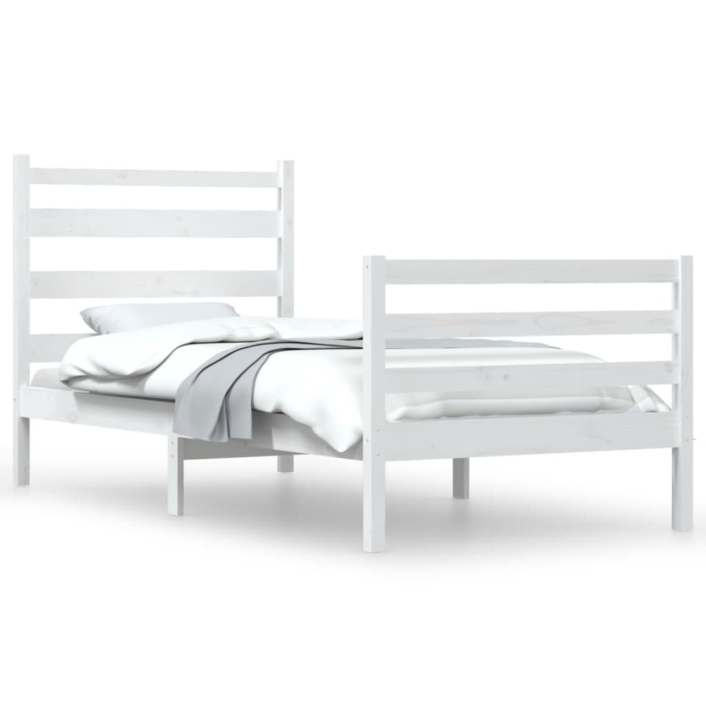 gultas rāmis, priedes masīvkoks, 100x200 cm, balts