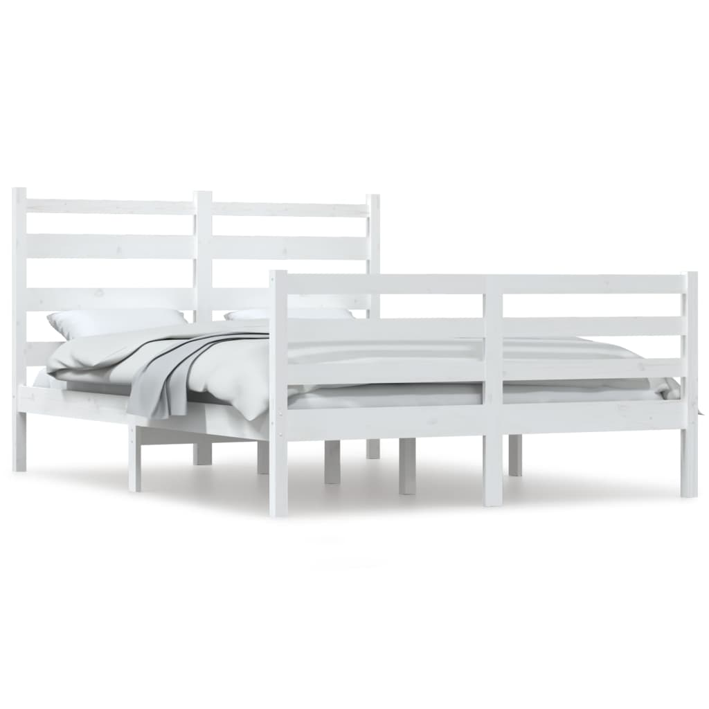 gultas rāmis, priedes masīvkoks, 120x200 cm, balts