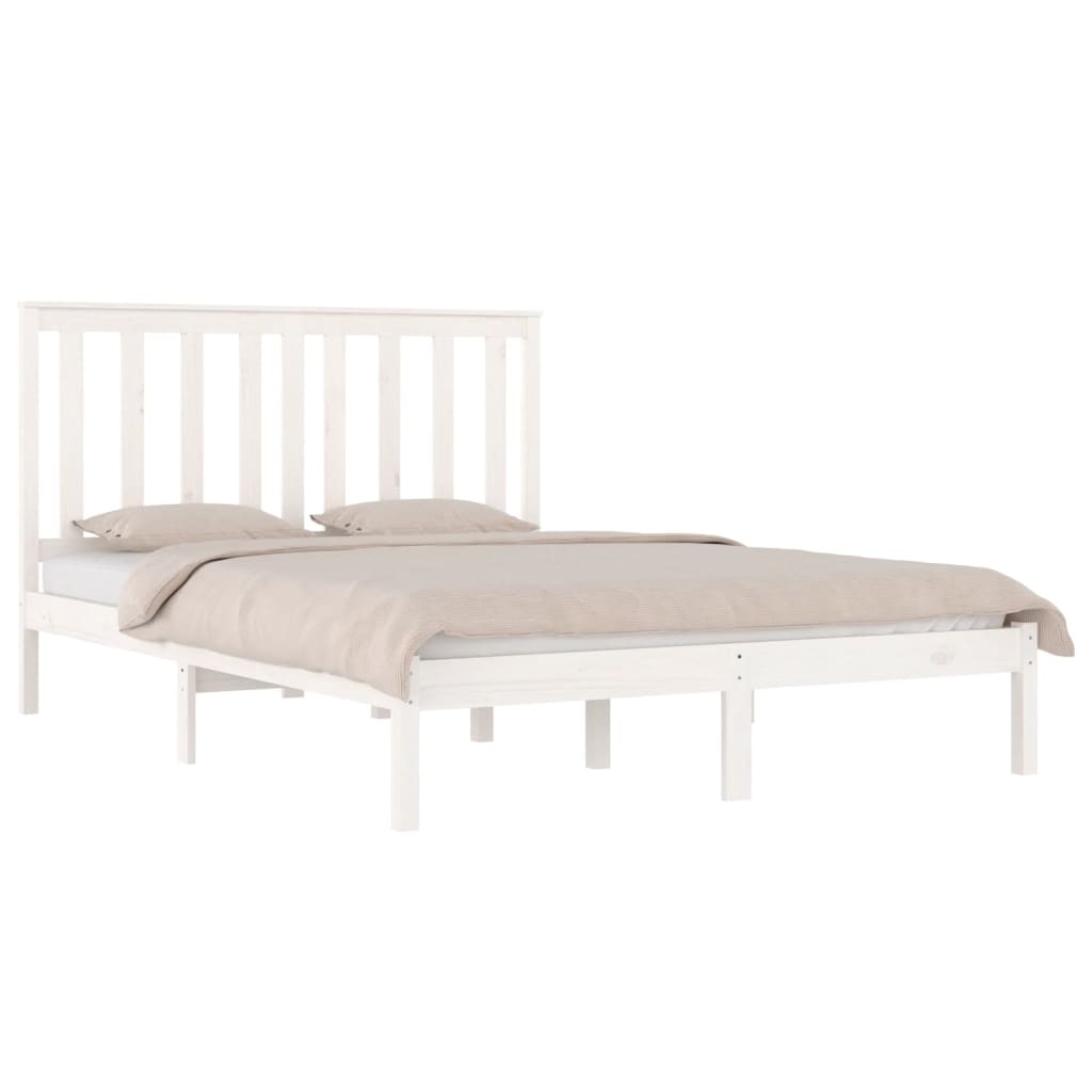 gultas rāmis, balts, priedes masīvkoks, 135x190 cm, 4FT6