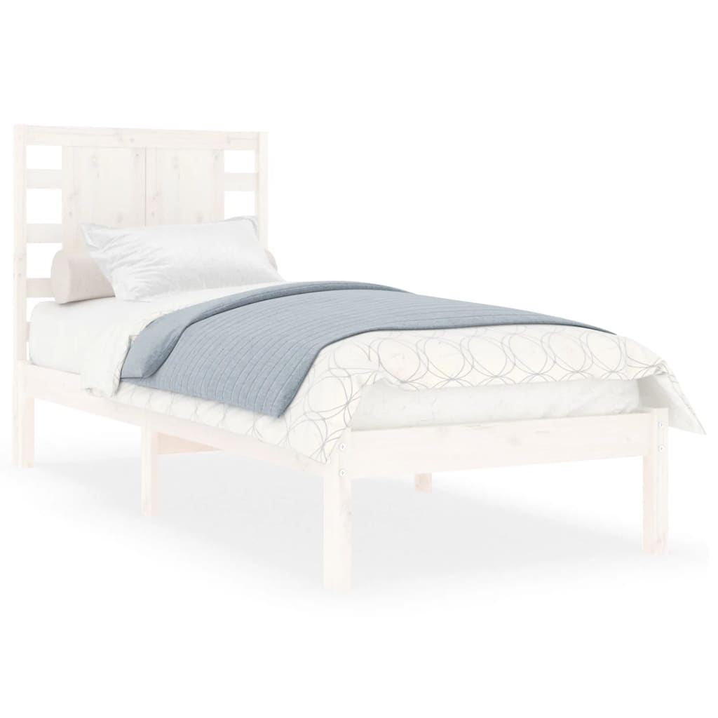 gultas rāmis, balts, masīvkoks, 90x190 cm, 3FT, vienvietīgs