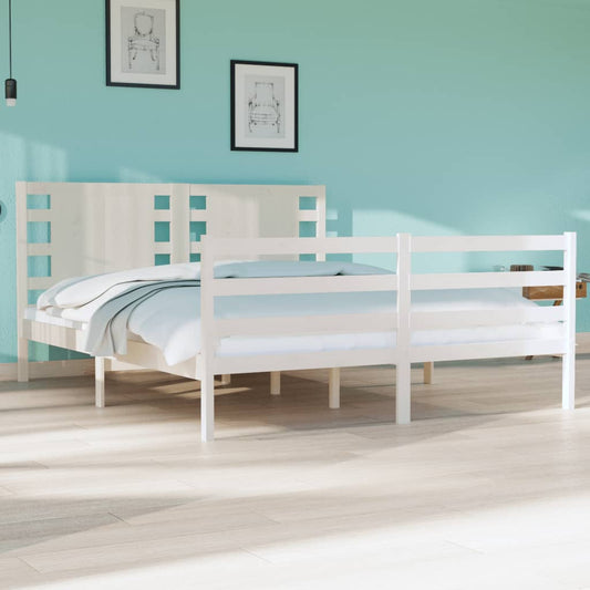 gultas rāmis, balts, priedes masīvkoks, 135x190 cm