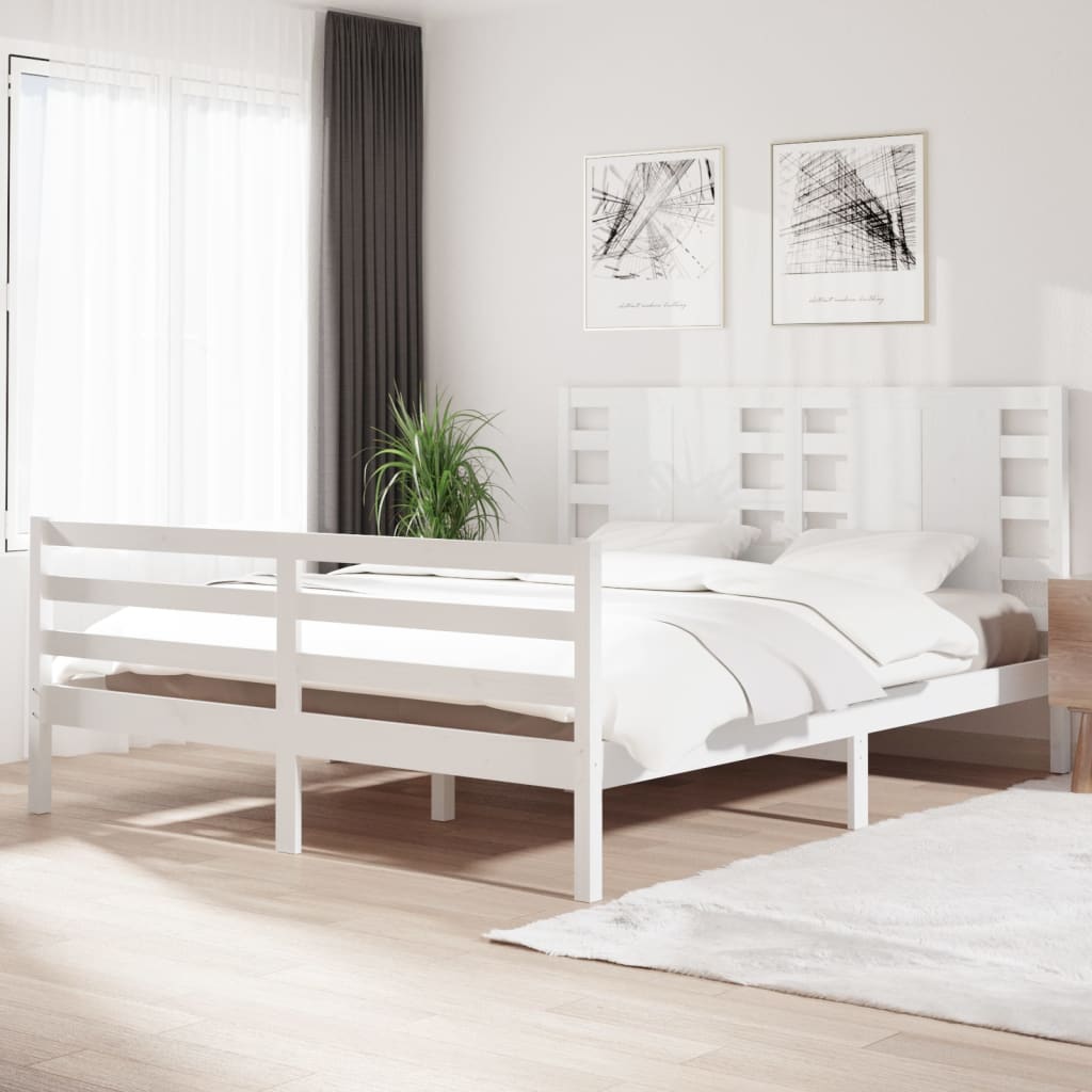 gultas rāmis, balts, priedes masīvkoks, 160x200 cm