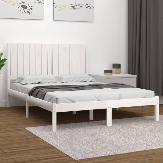 gultas rāmis, balts, priedes masīvkoks, 135x190 cm, 4FT6