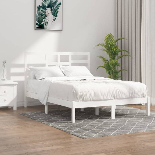 bed frame, solid wood, white, 140x190 cm