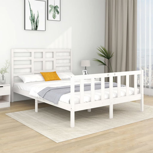 bed frame, white, solid wood, 140x190 cm