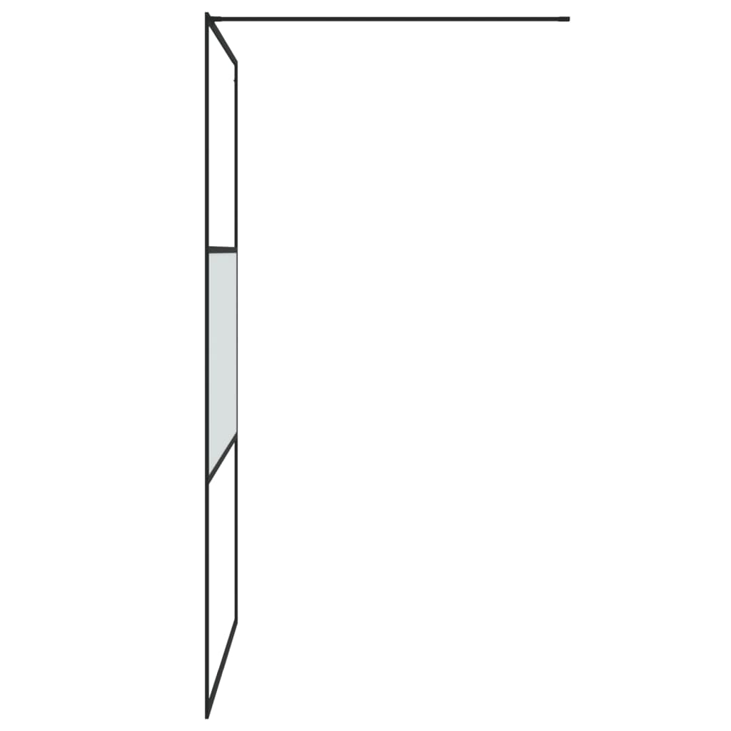 dušas siena, 115x195 cm, daļēji matēts ESG stikls, melna