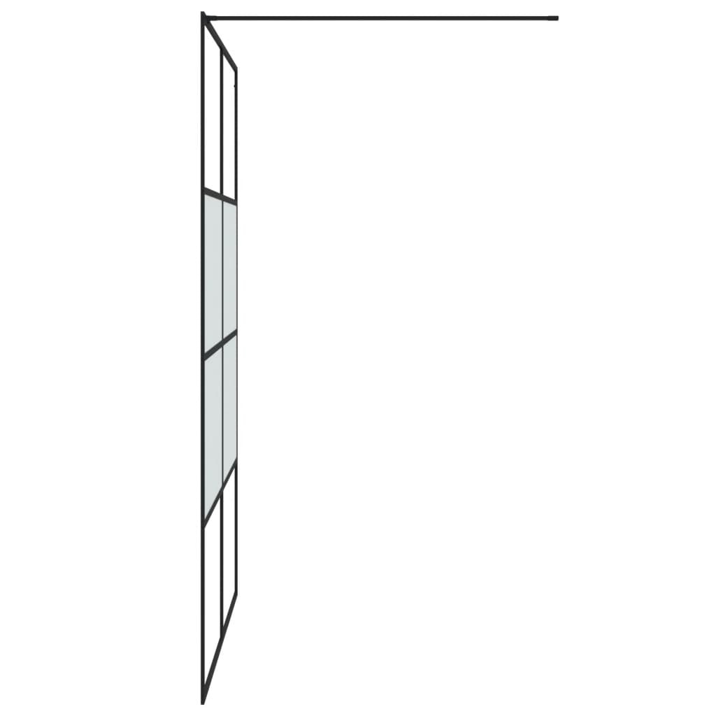 dušas siena, 140x195 cm, daļēji matēts ESG stikls, melna