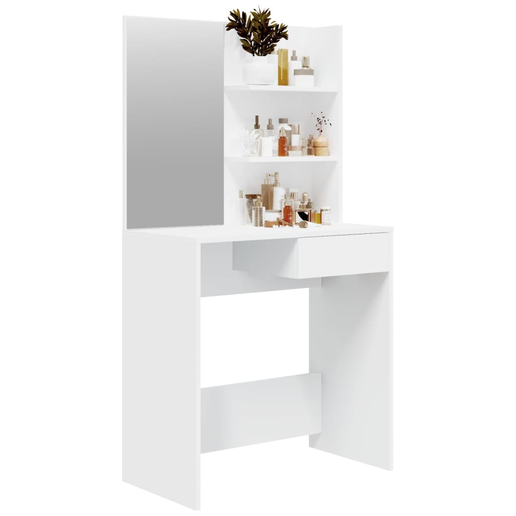 galdiņš ar spoguli, balts, 74,5x40x141 cm