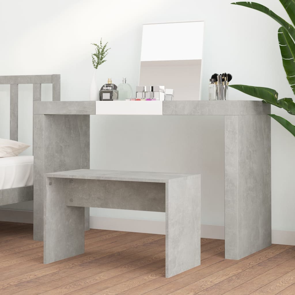 зеркальный стол-скамья, бетонно-серый, 70x35x45 см, инженерная древесина