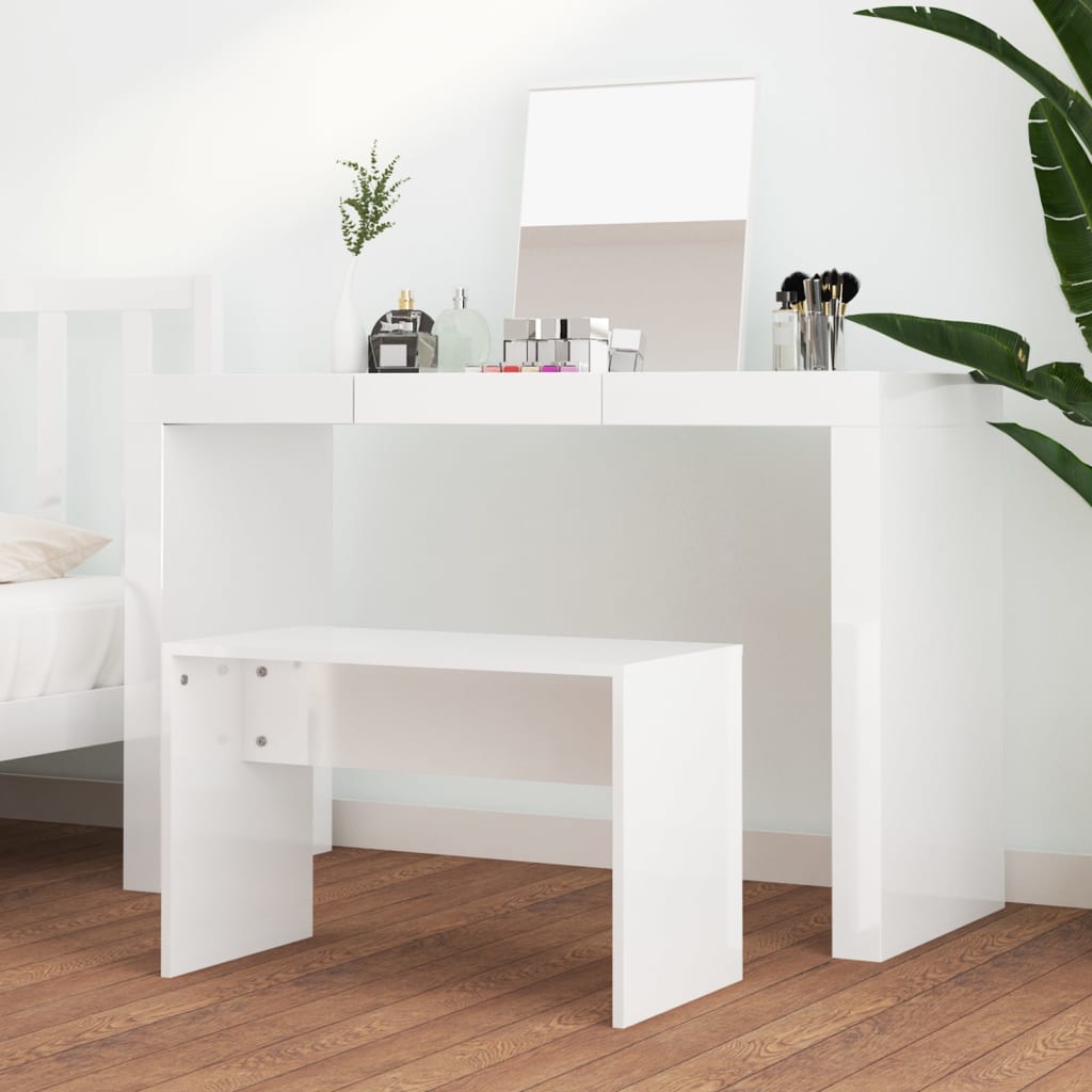 mirror table bench, white, 70x35x45 cm, engineered wood