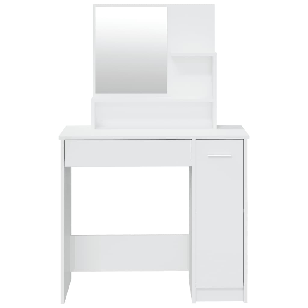 galdiņš ar spoguli, spīdīgi balts, 86,5x35x136 cm