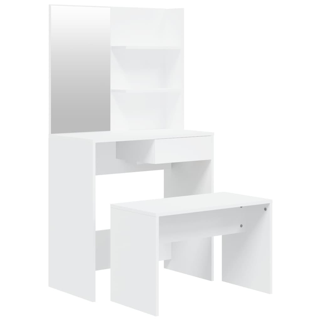 spoguļgaldiņa komplekts, balts, 74,5x40x141 cm