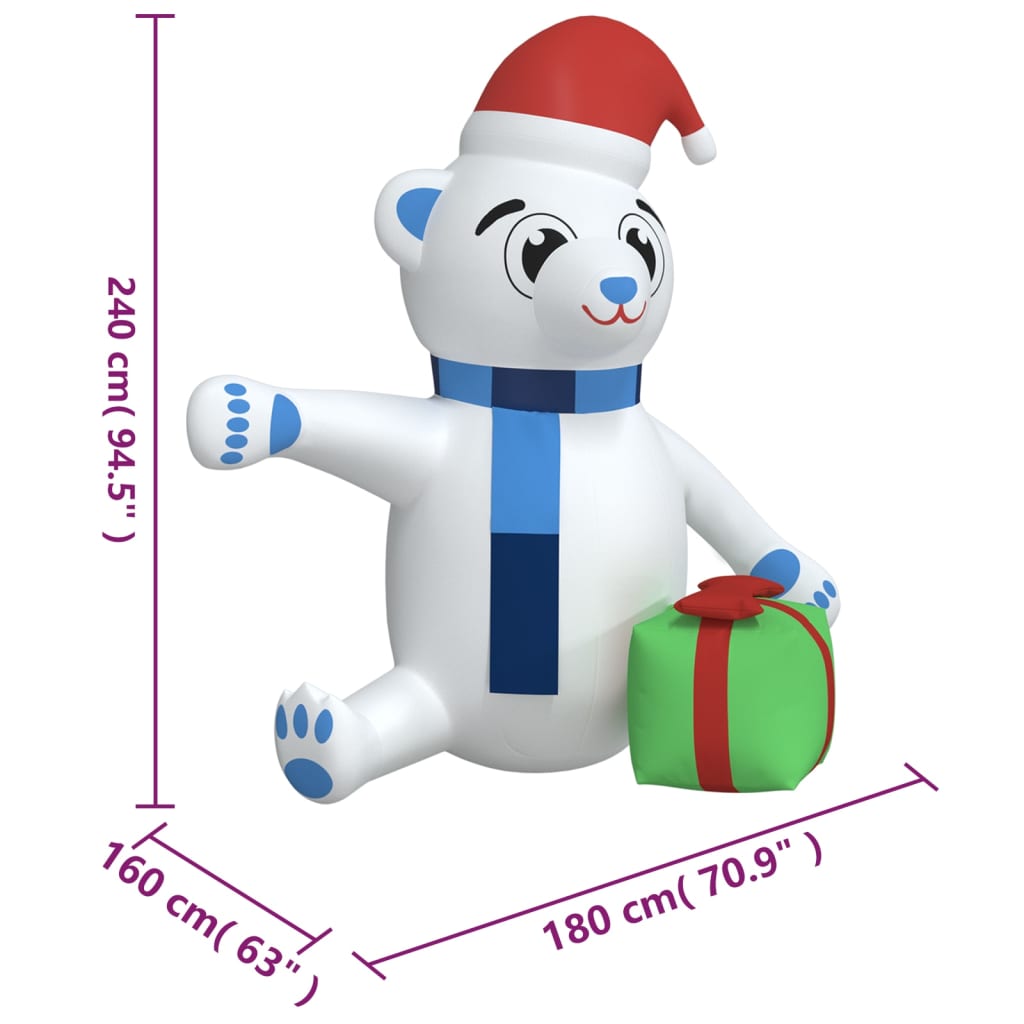 inflatable Christmas bear, LED, 240 cm