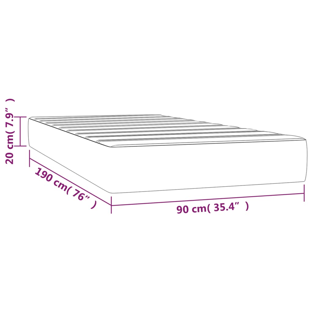 pocket spring mattress, grey-brown, 90x190x20 cm, fabric