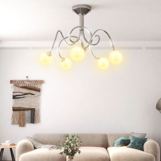 Ceiling lamp with round glass shades, 5 G9 bulbs