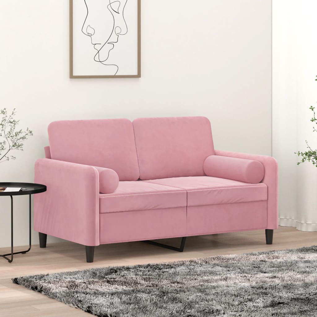 dekoratīvi spilveni, 2 gab., rozā, Ø15x50 cm, samts
