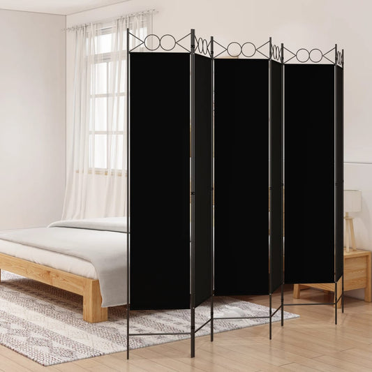 6-ти панельная комнатная штора, 240x200 см, ткань черного цвета