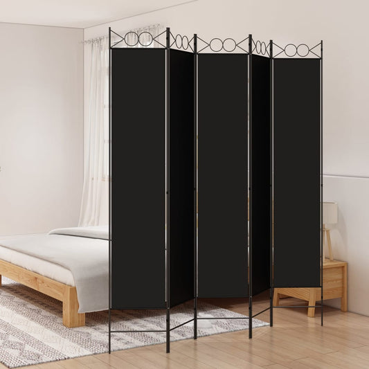 5-панельная комнатная занавеска, 200x220 см, ткань черного цвета