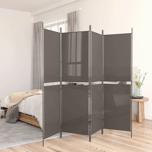 5-панельная комнатная занавеска, 250x180 см, ткань антрацитово-серого цвета