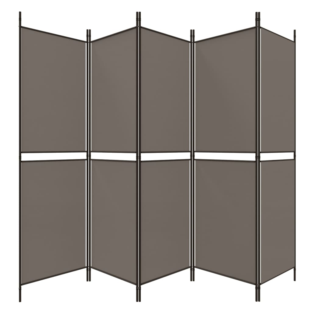 5-panel room screen, 250x200 cm, anthracite gray fabric