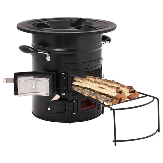 camping wood stove, black, 50x33.5x30.5 cm, steel