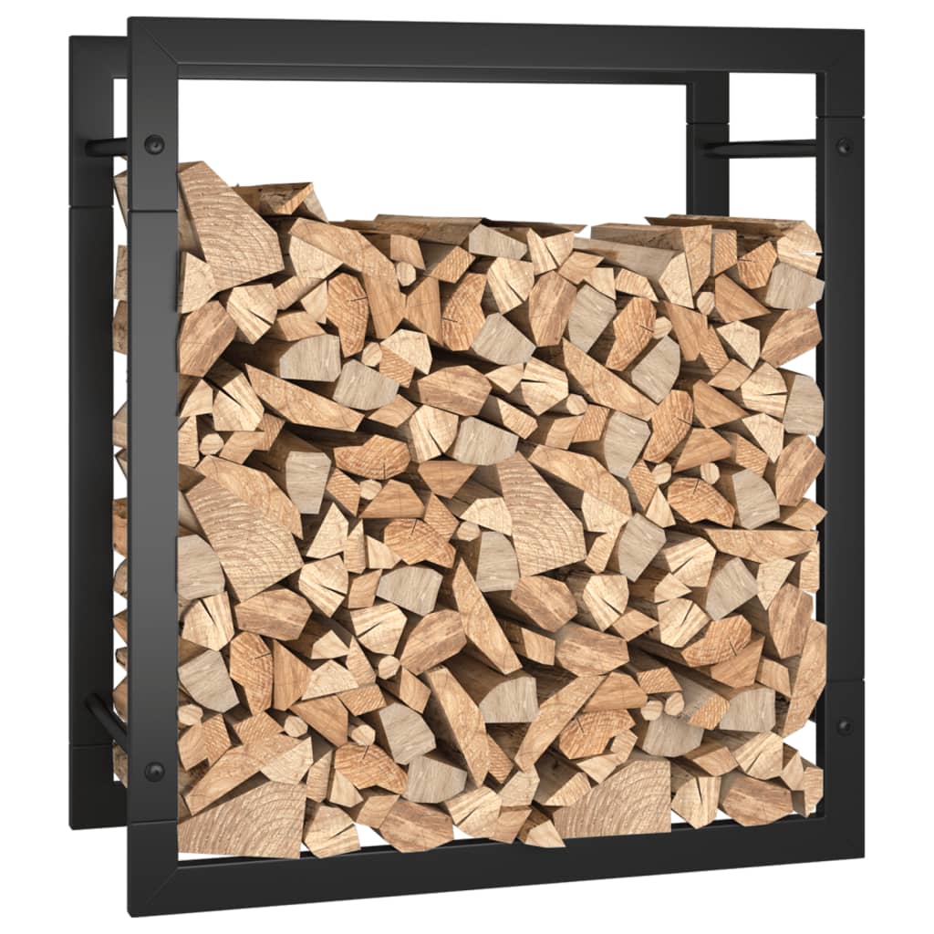 firewood storage stand, matte black, 50x28x56 cm, steel